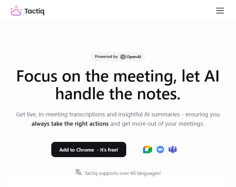 Tactiq AI interface