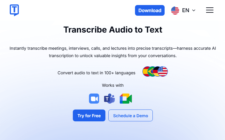 Transkriptor interface