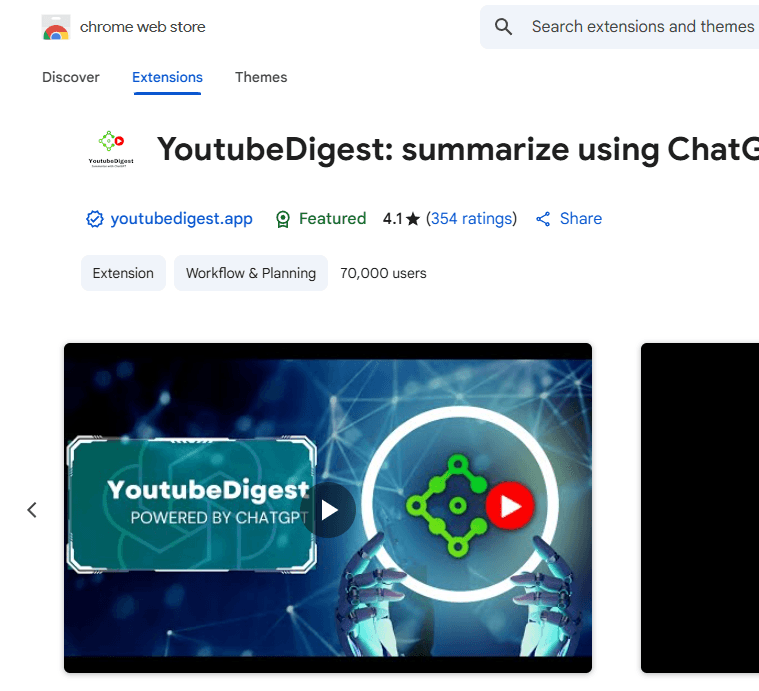 YouTubeDigest by Glasp interface